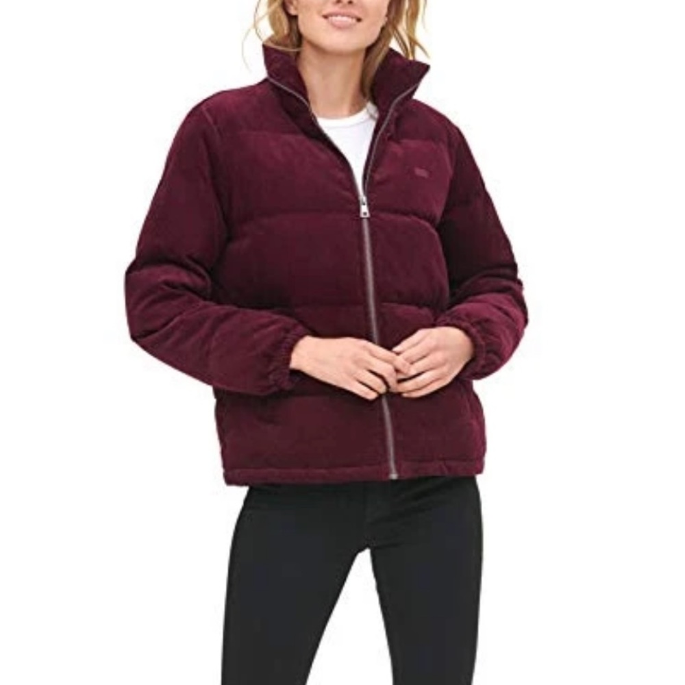Levi’s zoe puffer jacket burgundy/maroon corduroy jacket
